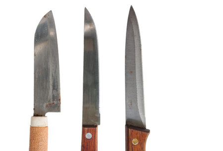 Knife in the kitchen on a white backgroundの写真素材