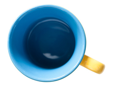 Empty cup with handles on a white backgroundの写真素材