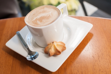 Hot coffee and cookies are great for a breakfastの写真素材