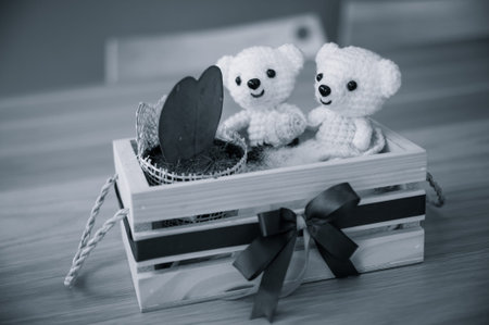 Teddy bear in a box for home interiors