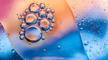 Shiny water droplets on a transparent surface