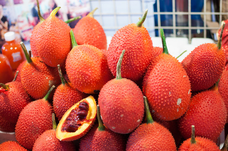 Gac fruit, Baby Jackfruit, Spiny Bitter Gourd, Sweet Gourd or Cochinchin Gourdの写真素材
