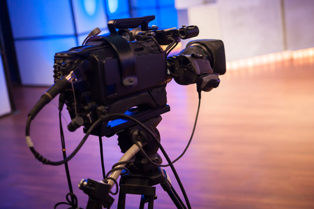 professional high definition camcorder on a tripodの写真素材