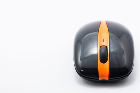 Wireless mouse closeup on white background