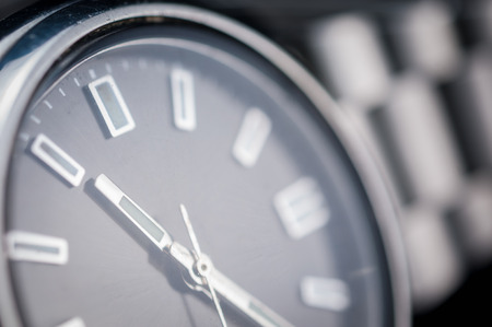 Closeup of classic watch on black backgroundの写真素材