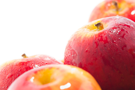 Red ripe apple. Isolated on white backgroundの写真素材