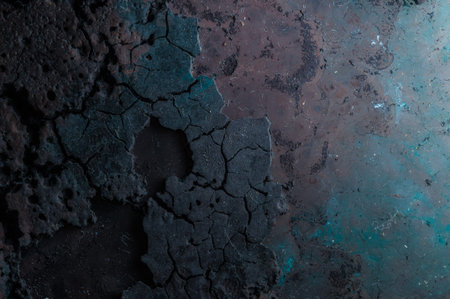 Shattered surface of the dehydrated watercolour.の写真素材