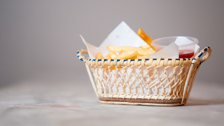 French fries in the basketの写真素材