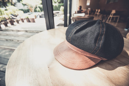 Cap on the table in sunny day, Color effect