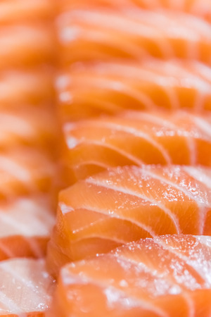 Salmon sashimi, Close up shotの写真素材