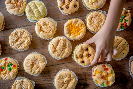 bakery products on paper cup calling Mamon Cake, Soft Cake or Sponge Cake