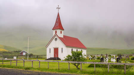 Tjarnarkirkja church. Tjorn. Iceland. Fogの写真素材