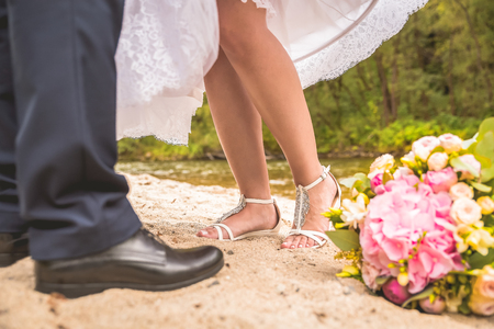wedding bouquet. wedding accessories. Macro. detailの写真素材