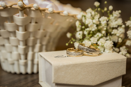 wedding rings gold and silver, macroの写真素材