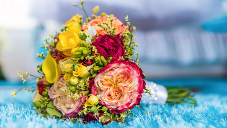 wedding bouquet. wedding accessories. Macro. detailの写真素材