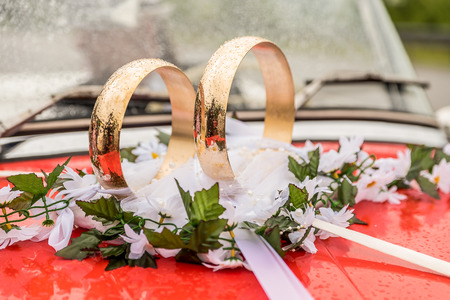wedding rings gold and silver, macroの写真素材