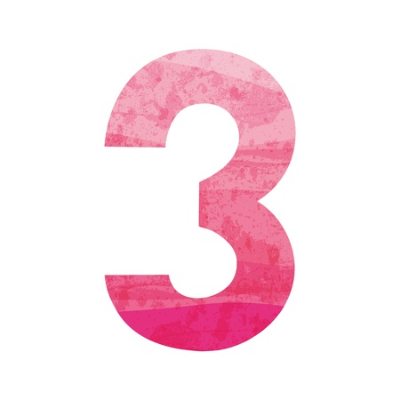 Pink number threeのイラスト素材