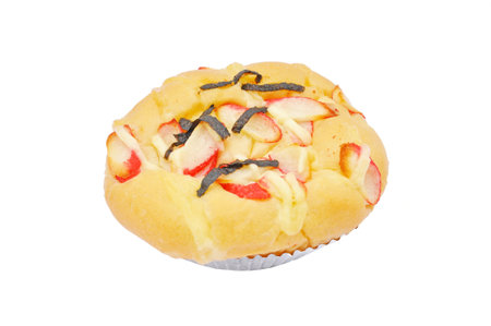 Crab and alga bread on a white background 