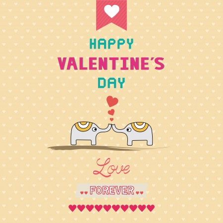 Romantic card with two elephants  For valentine day のイラスト素材