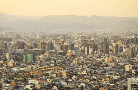 Evening view of Kyoto city in Japan の写真素材