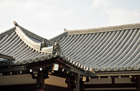 Japanese temple roof, Sanjusangendo Temple in Kyoto, Japan のeditorial素材