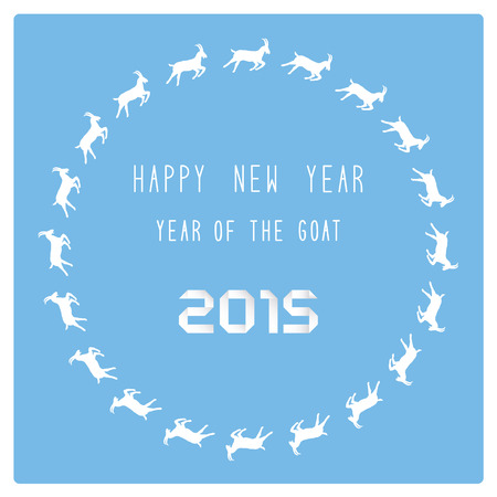 Happy new year 2015 card. Year of the goat.のイラスト素材