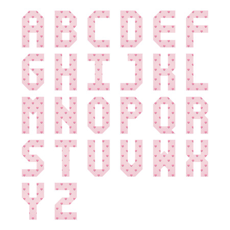 Pink heart alphabet letters for decoration and design.のイラスト素材