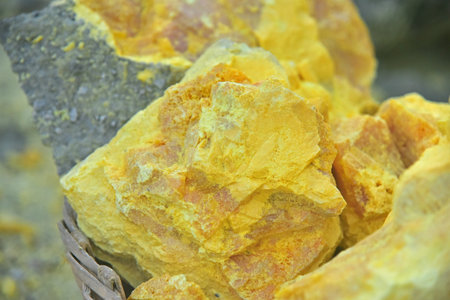 Sulfur from Kawah Ijen volcano crater, East Java, Indonesia.の写真素材