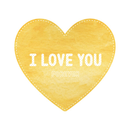 I love you lettering on yellow heart card.のイラスト素材