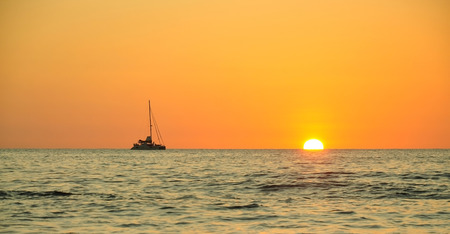 Sunset at Nang Thong beach, Phang Nga, Thailandの写真素材