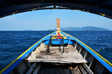 Longtail boat in the sea at Lipe island, Tarutao national park, Satun, Thailand.