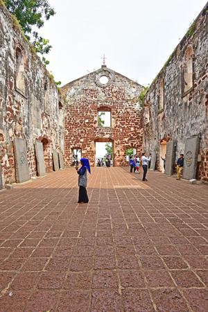 MALACCA; MALAYSIA - AUGUST 1 2015 : St Paul's Church in Malacca Malaysia. St. Paul's Church is a church that was built in 1521; the oldest church building in Malaysia and Southeast Asia.のeditorial素材