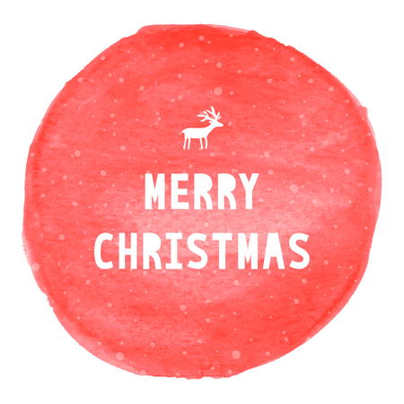 Merry Christmas lettering on red watercolor circle.の写真素材