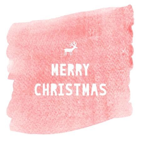 Merry Christmas lettering on red watercolor background.の写真素材