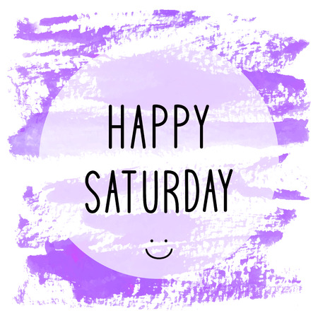 Happy Saturday text on violet watercolor background.の写真素材