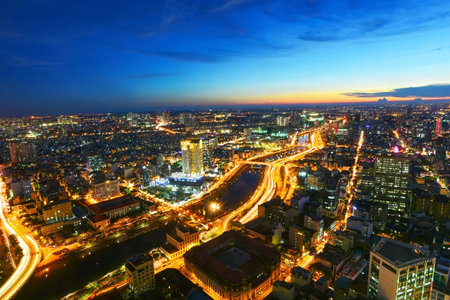 HO CHI MINH, VIETNAM - NOVEMBER 23, 2016: View of Ho Chi Minh city from top of Bitexco financial...
