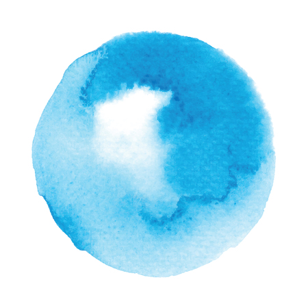 Blue round watercolor on white background.のイラスト素材