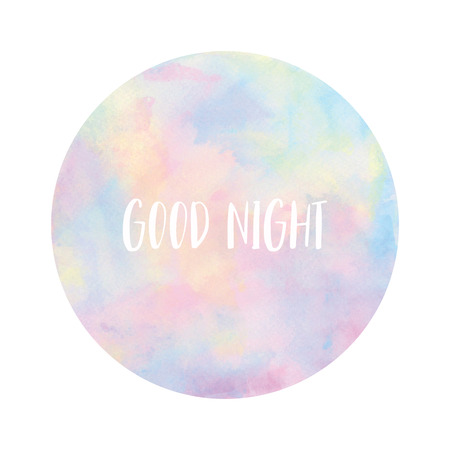 Good night text on pastel watercolor background.の写真素材