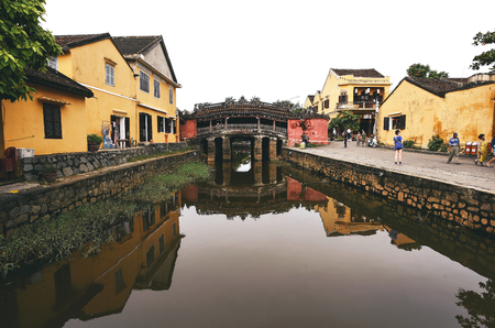 HOI AN, VIETNAM - NOVEMBER 25, 2016: View of an ancient Japanese Bridge. Hoi An is the World's cultural heritage and famous attraction in Vietnam.のeditorial素材