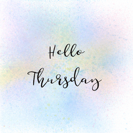Hello Thursday text on pastel watercolor background.の写真素材