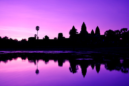 Sunrise at Angkor Wat temple in Siem Reap, Cambodia.の写真素材
