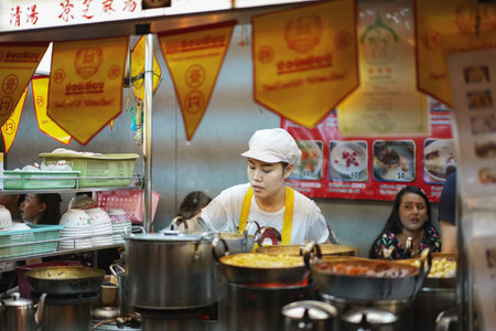 CHINATOWN, BANGKOK, THAILAND - 14 OCTOBER, 2018 : Chinese Vegetarian Food Festival at...
