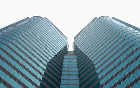 HONG KONG - APRIL 01, 2018 : Symmetrical architecture of a building in Tsim Sha Tsui, Hong Kong.