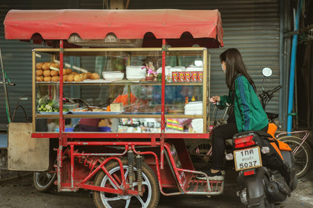 SAKAEO, THAILAND - JANUARY 08, 2019 : Street food(Bread Buttay) in Rong Kluea market on January 08,...