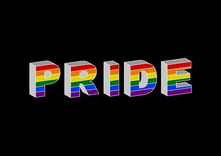 Rainbow pride word of LGBT flag on black background.のイラスト素材