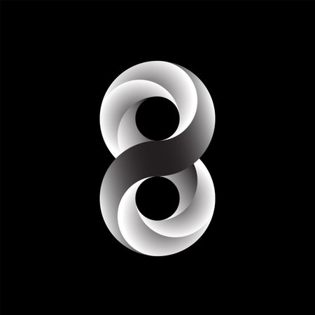 Number 8 logotype on black background.