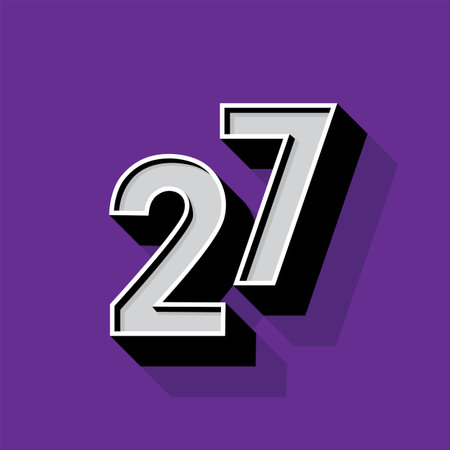Number 27 logotype on violet background.