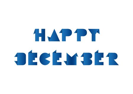 Hello December with origami paper on white background.のイラスト素材