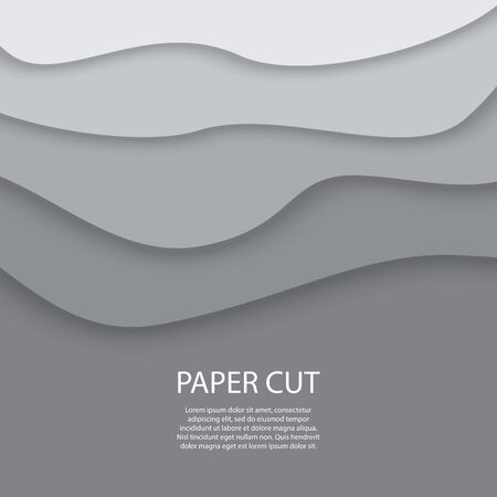 Gray paper cut shapes. Wave pattern background.のイラスト素材