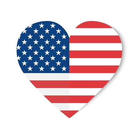 USA flag with origami style on heart background.のイラスト素材